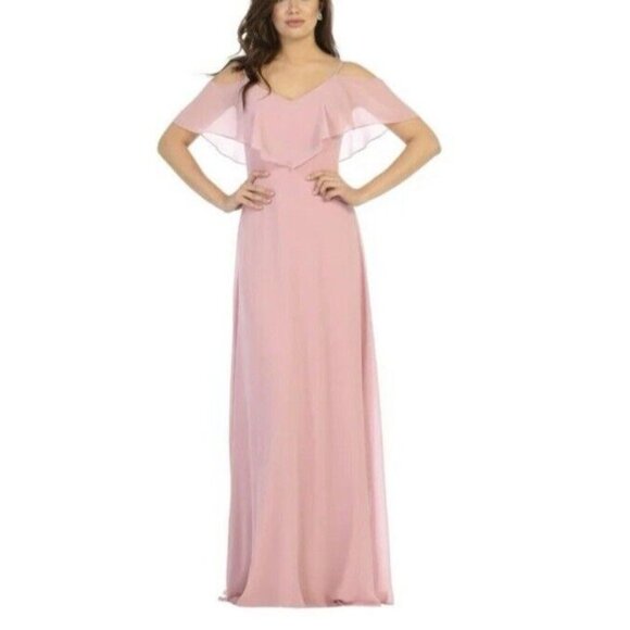 Lulus Pink Long Formal Dress Short Sleeve Wedding Party Cruise NWT NEW - Picture 1 of 13